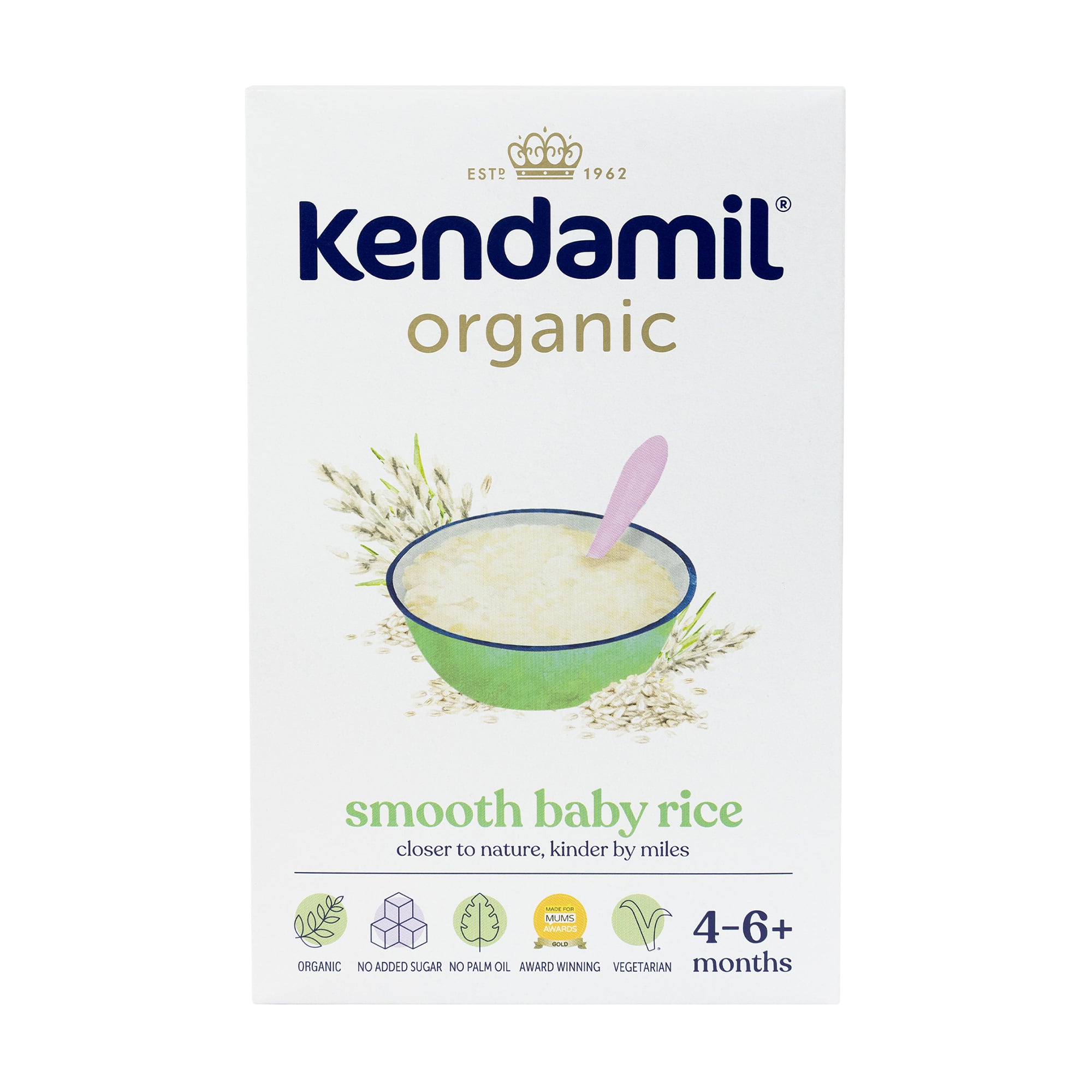 Дитяча органічна безмолочна рисова каша Kendamil Organic, від 4-6 місяців, 120 г